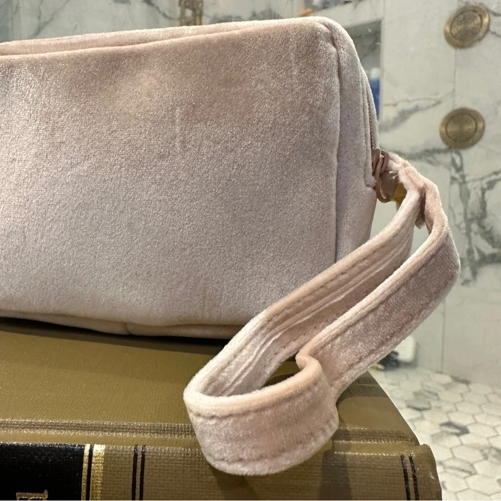 Valentino | VLogo | Velvet Zip Pouch Wristlet Blush Nude GWP